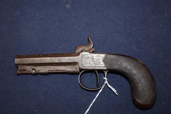 A 19th century W.Ellis patent 61 James St. London. Percussion cap pistol